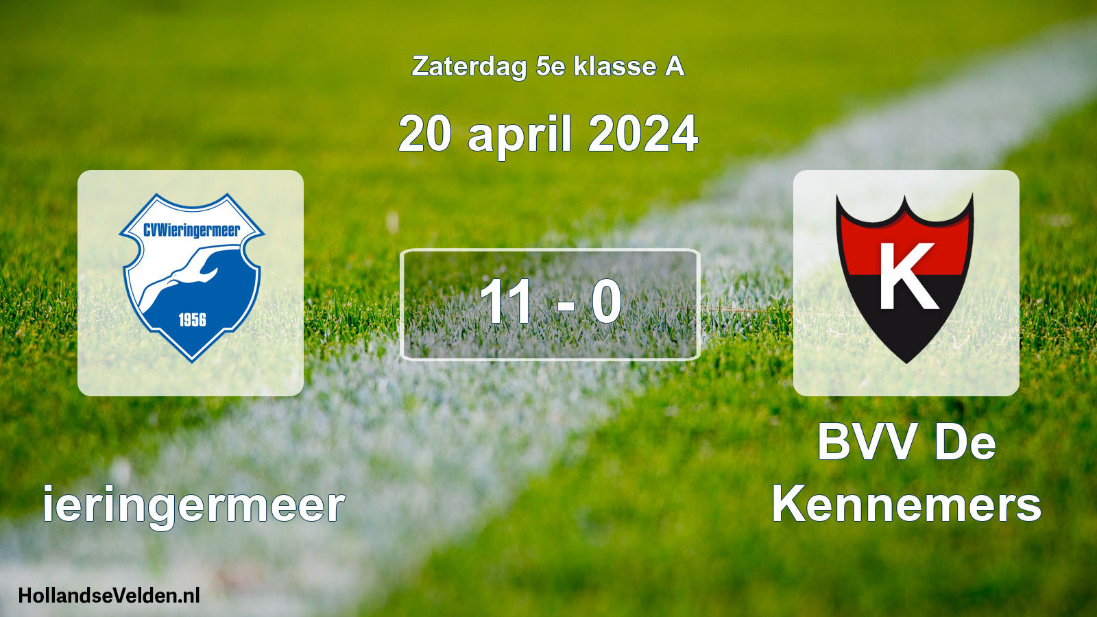 Total number of matches played: Wieringermeer - BVV De Kennemers 11 - 0 (20 April 2024)