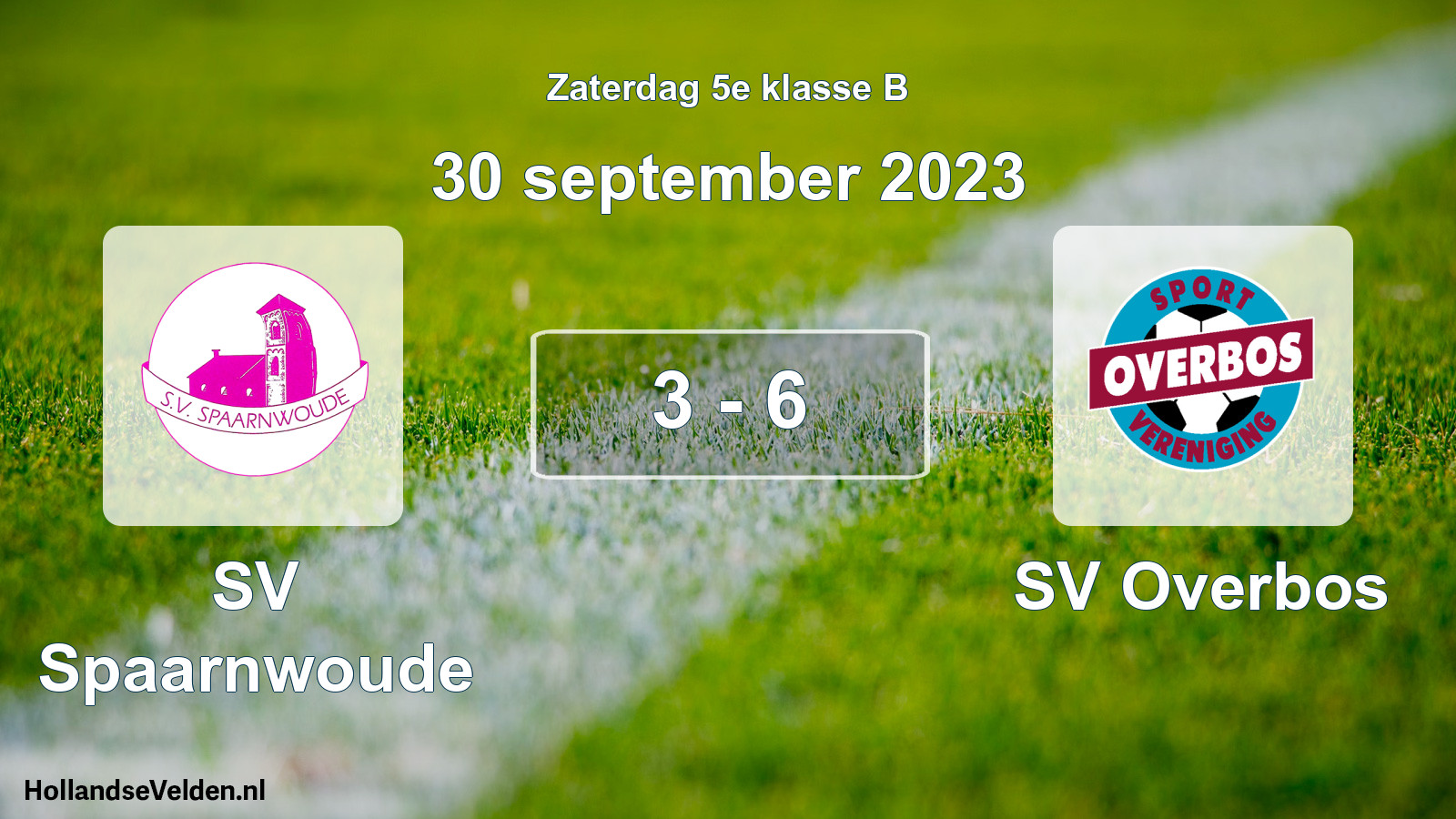 Total number of matches played: SV Spaarnwoude - SV Overbos 3 - 6 (30 September 2023)