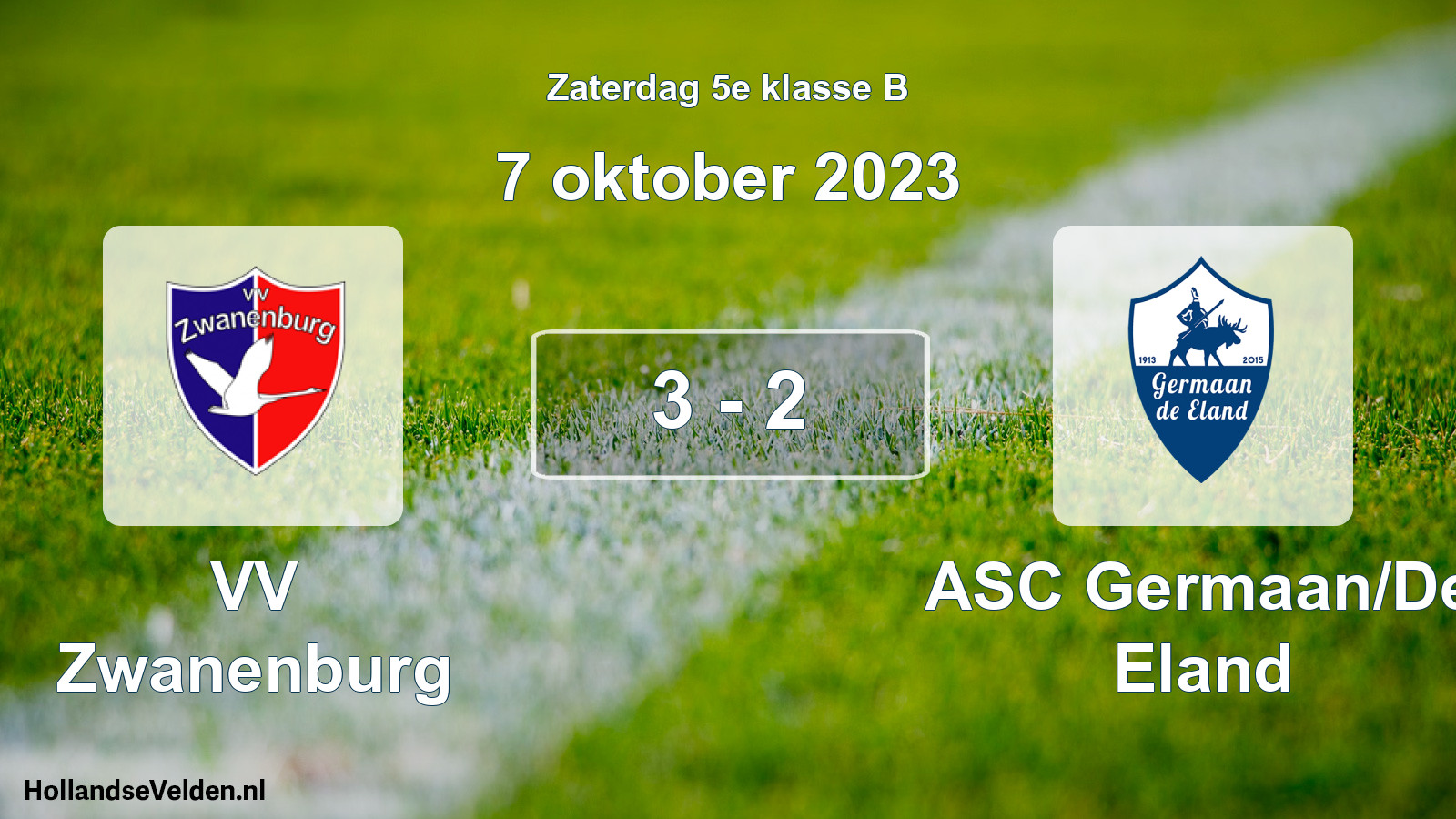 Total number of matches played: VV Zwanenburg - ASC Germaan/De Eland 3 - 2 (7 October 2023)