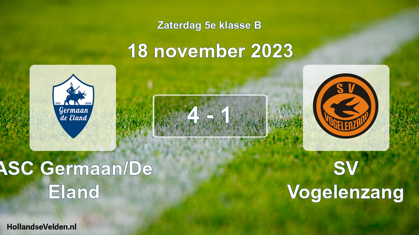 Total number of matches played: ASC Germaan/De Eland - SV Vogelenzang 4 - 1 (18 November 2023)