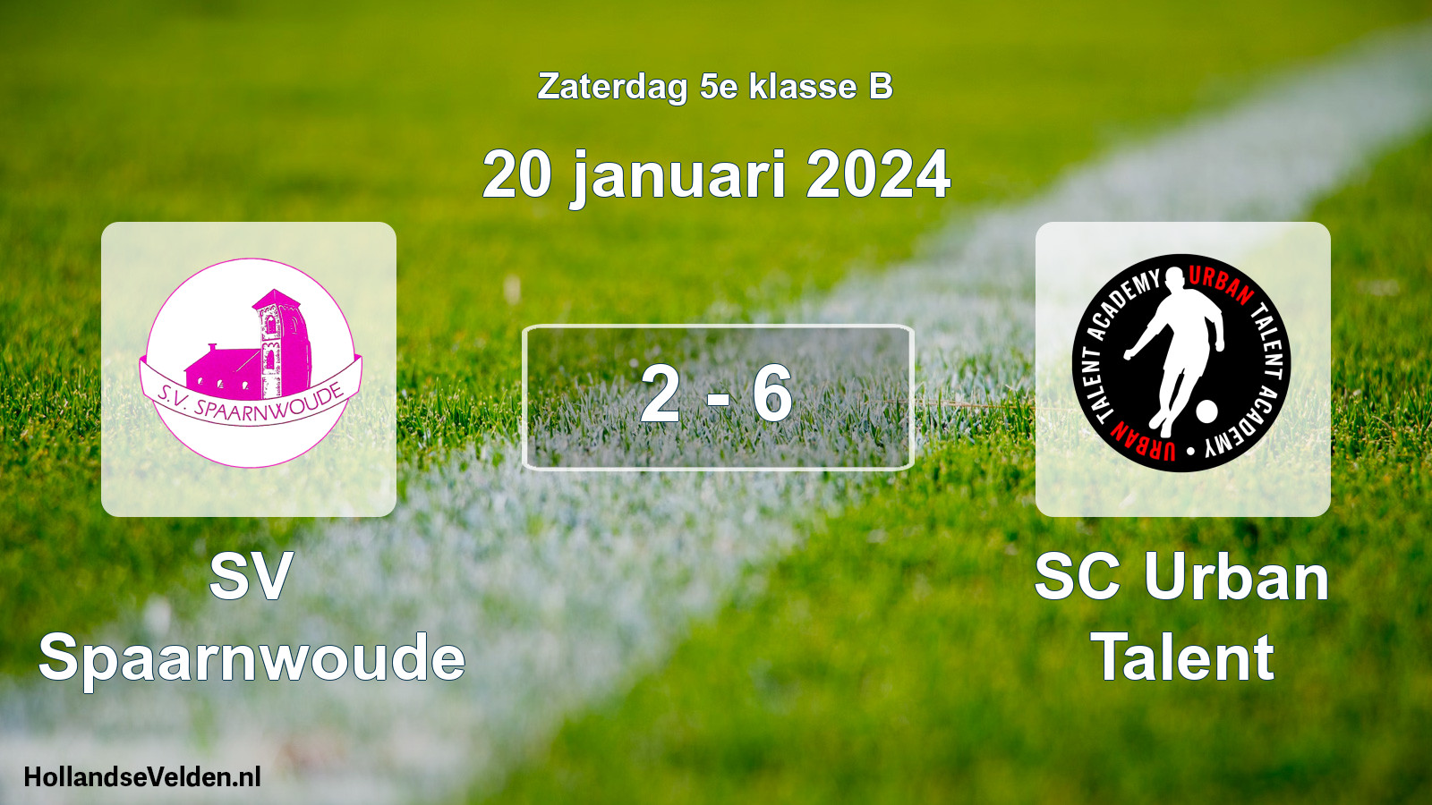 Total number of matches played: SV Spaarnwoude - SC Urban Talent 2 - 6 (20 January 2024)