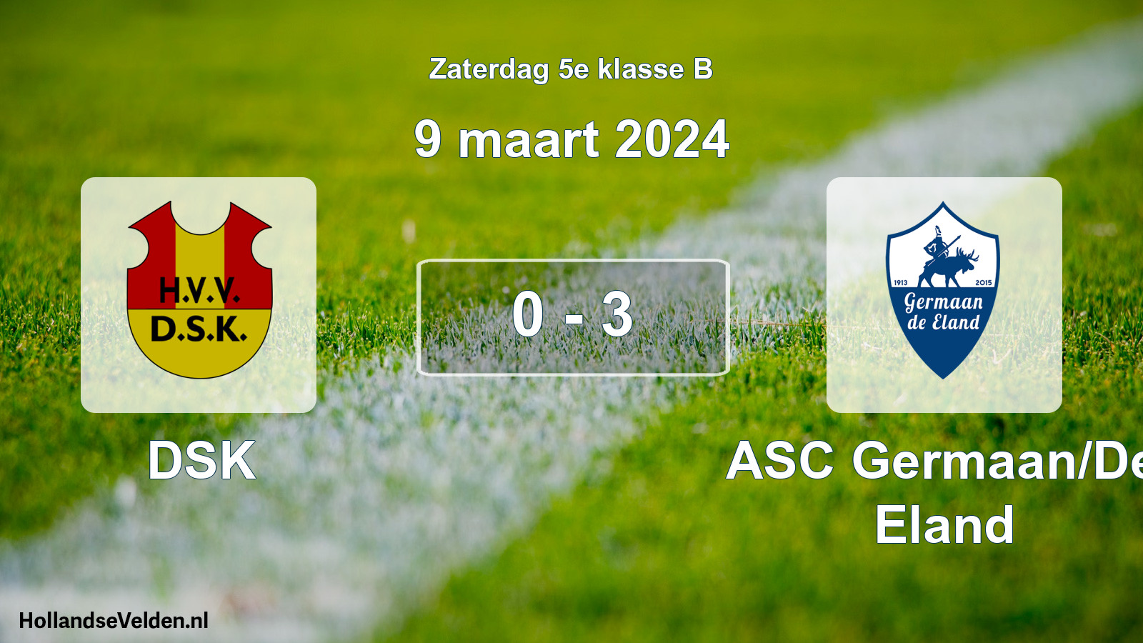 Total number of matches played: DSK - ASC Germaan/De Eland 0 - 3 (9 March 2024)
