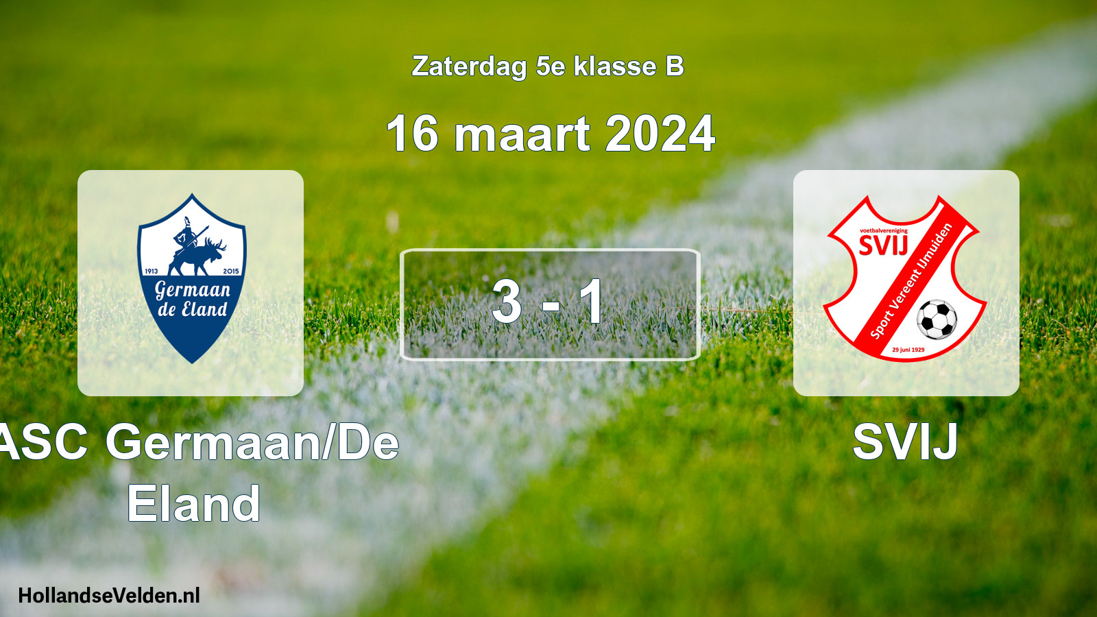 Total number of matches played: ASC Germaan/De Eland - SVIJ 3 - 1 (16 March 2024)