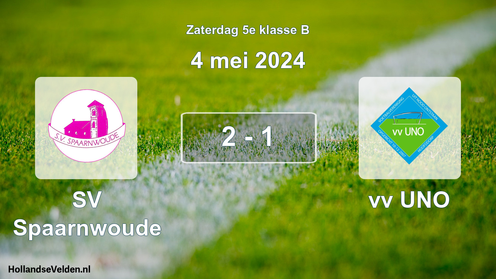 Total number of matches played: SV Spaarnwoude - vv UNO 2 - 1 (4 May 2024)