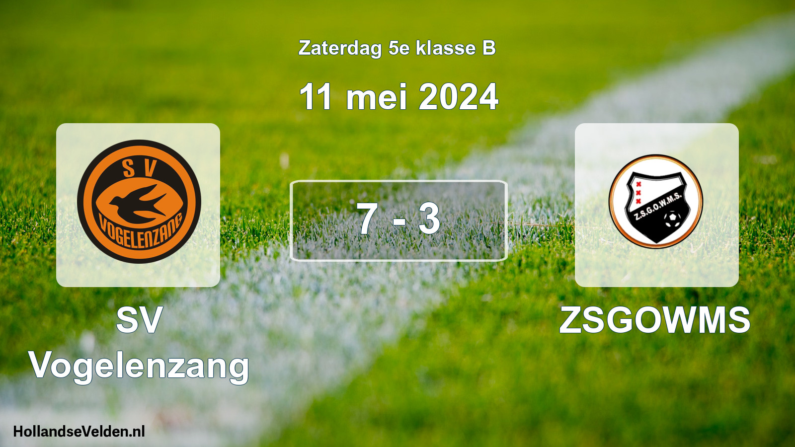Total number of matches played: SV Vogelenzang - ZSGOWMS 7 - 3 (11 May 2024)