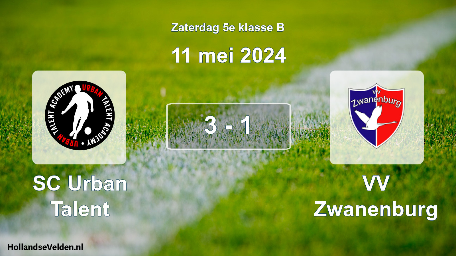 Total number of matches played: SC Urban Talent - VV Zwanenburg 3 - 1 (11 May 2024)