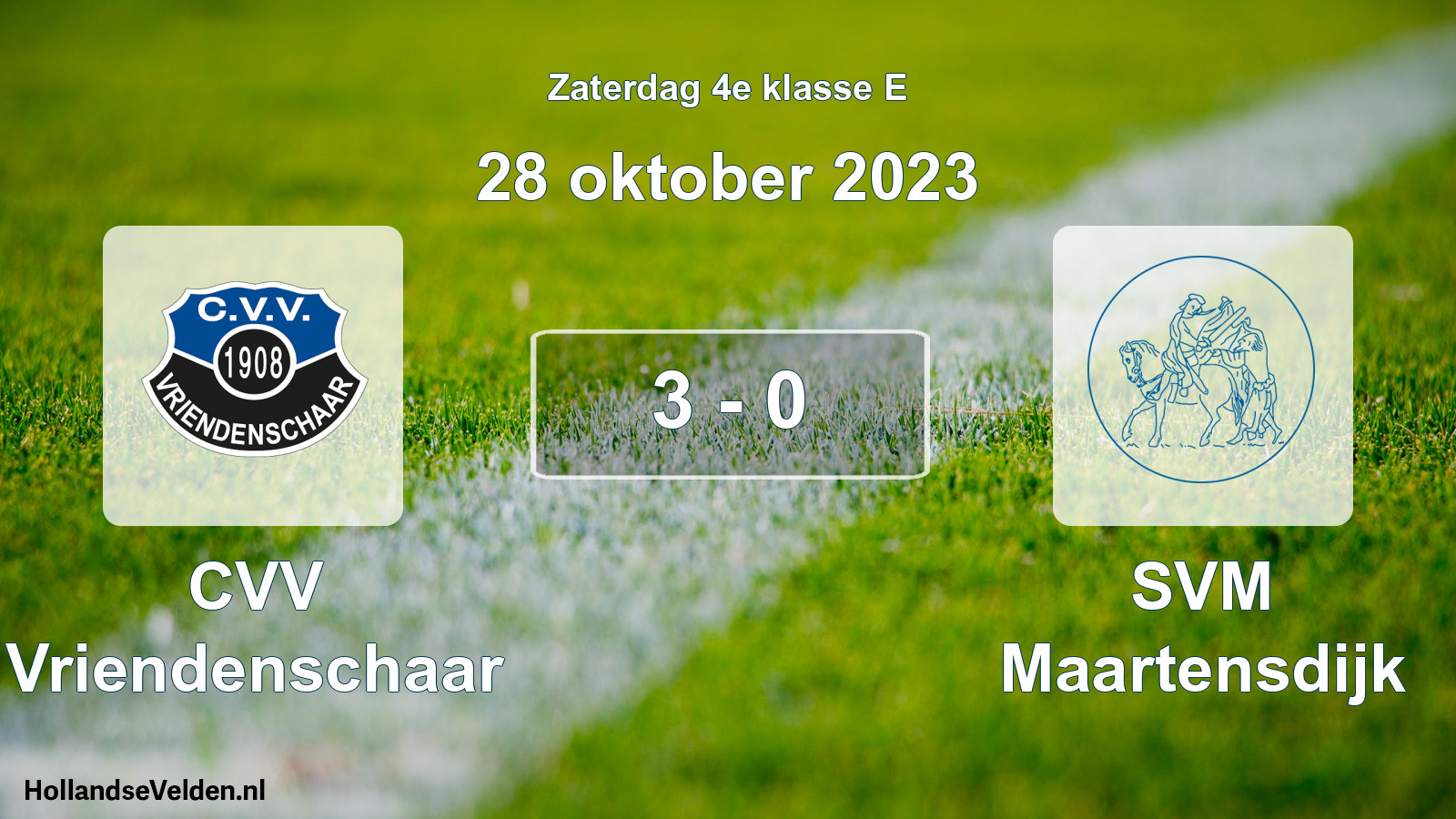Total number of matches played: CVV Vriendenschaar - SVM Maartensdijk 3 - 0 (28 October 2023)