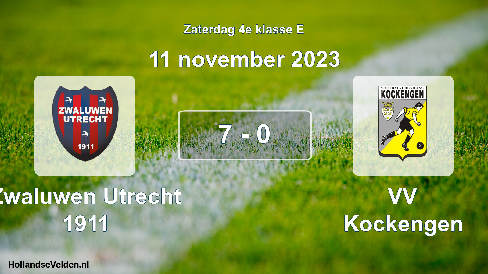 Total number of matches played: Zwaluwen Utrecht 1911 - VV Kockengen 7 - 0 (11 November 2023)