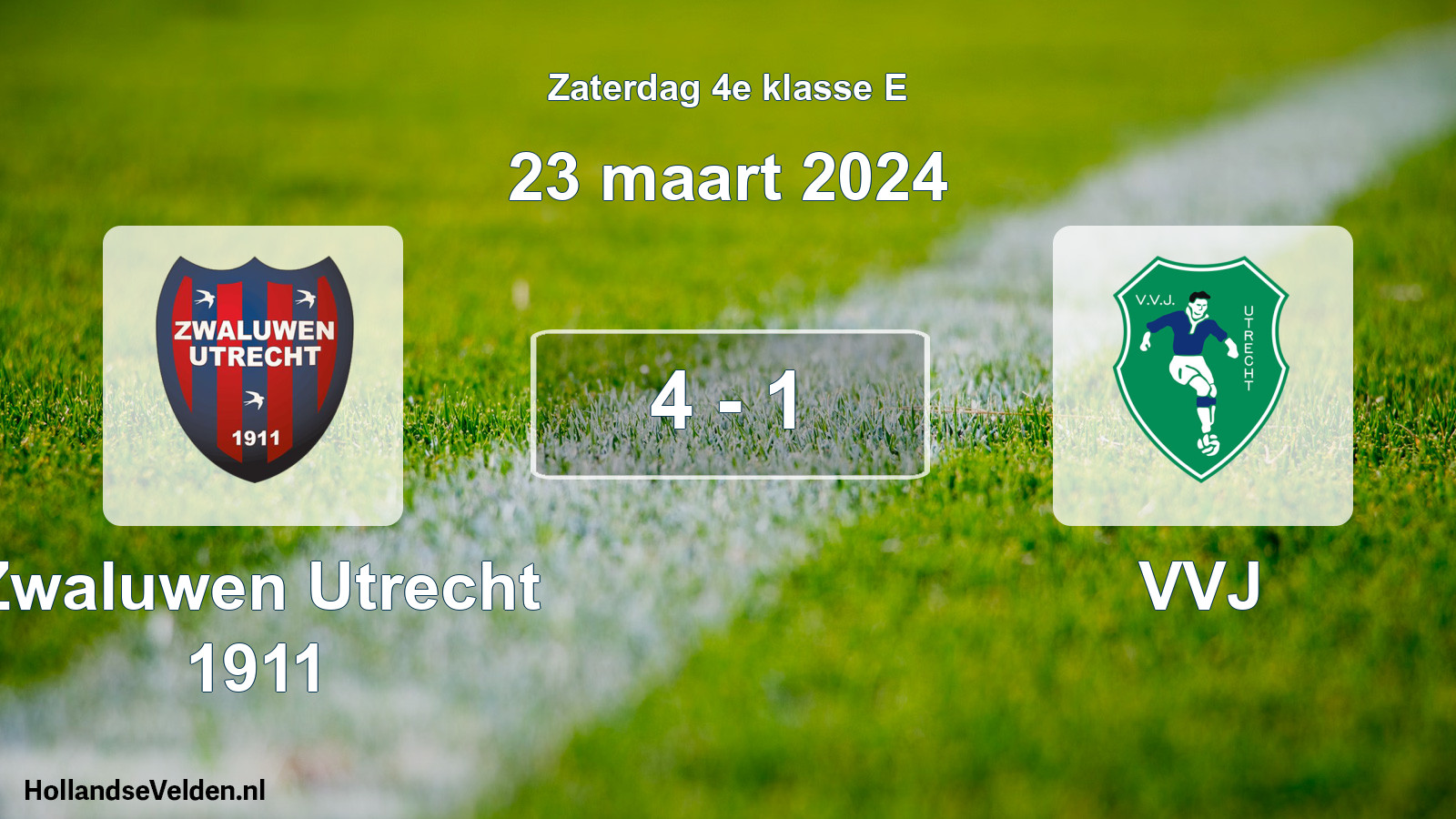 Total number of matches played: Zwaluwen Utrecht 1911 - VVJ 4 - 1 (23 March 2024)