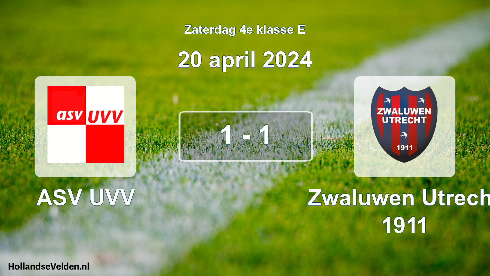 Total number of matches played: ASV UVV - Zwaluwen Utrecht 1911 1 - 1 (20 April 2024)