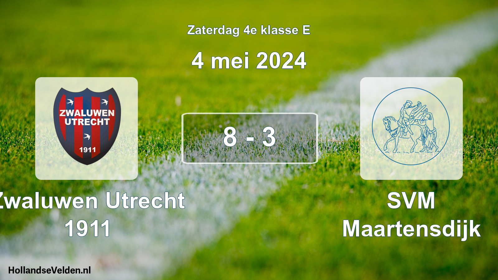 Total number of matches played: Zwaluwen Utrecht 1911 - SVM Maartensdijk 8 - 3 (4 May 2024)