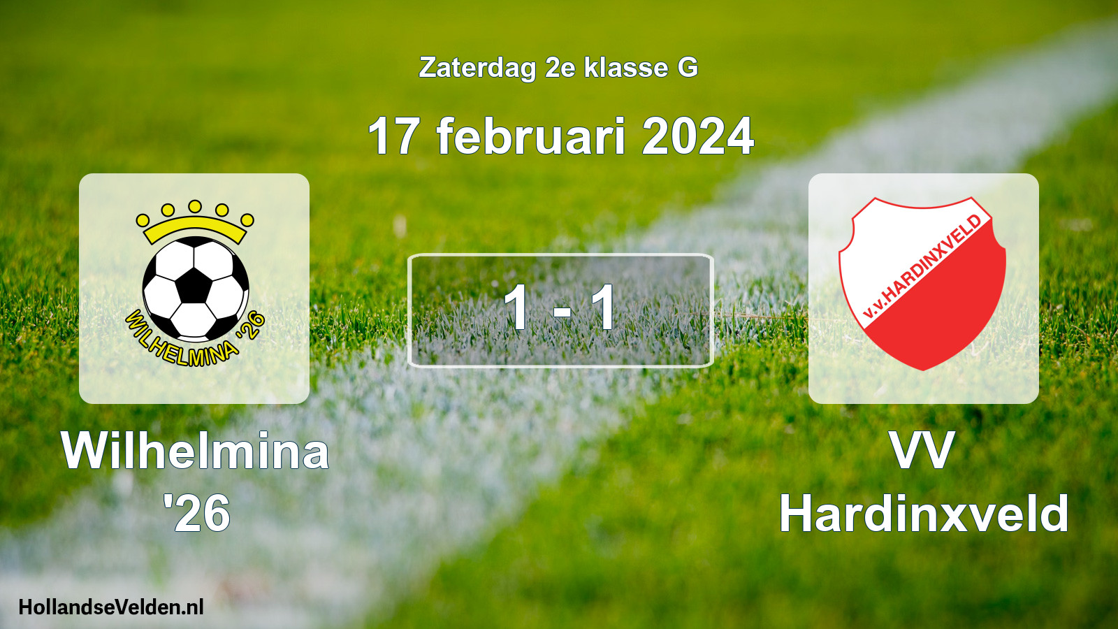 Total number of matches played: Wilhelmina '26 - VV Hardinxveld 1 - 1 (17 February 2024)