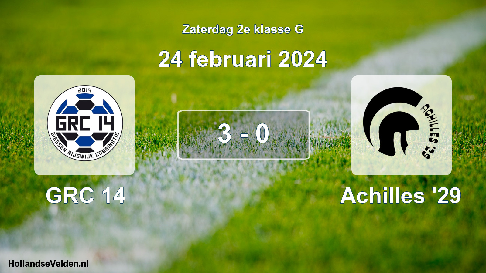Total number of matches played: GRC 14 - Achilles '29 3 - 0 (24 February 2024)