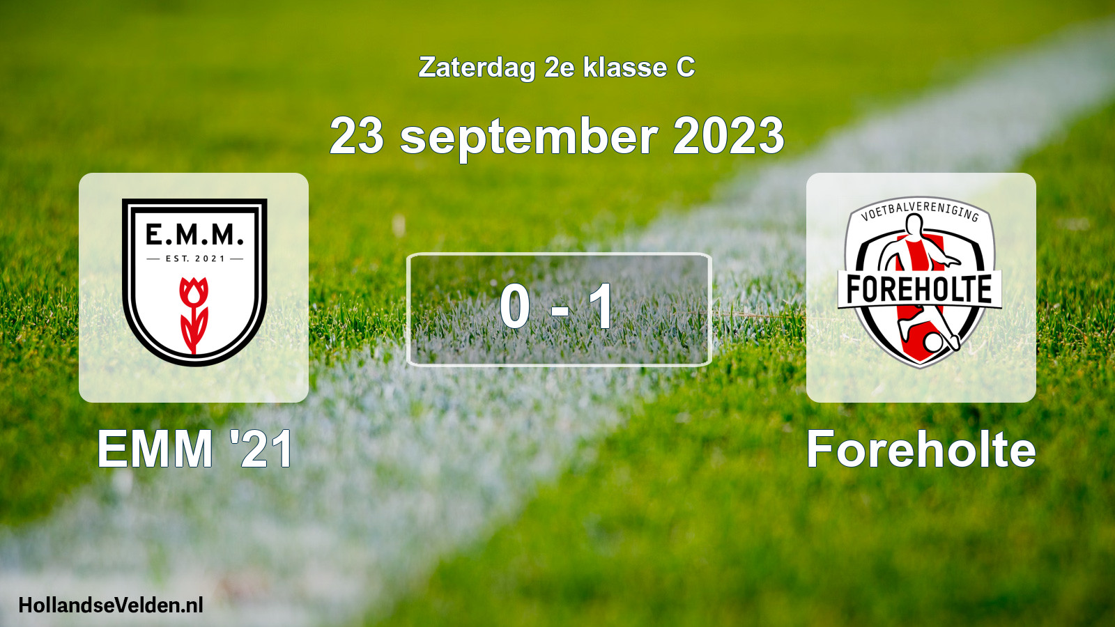 Total number of matches played: EMM '21 - Foreholte 0 - 1 (23 September 2023)