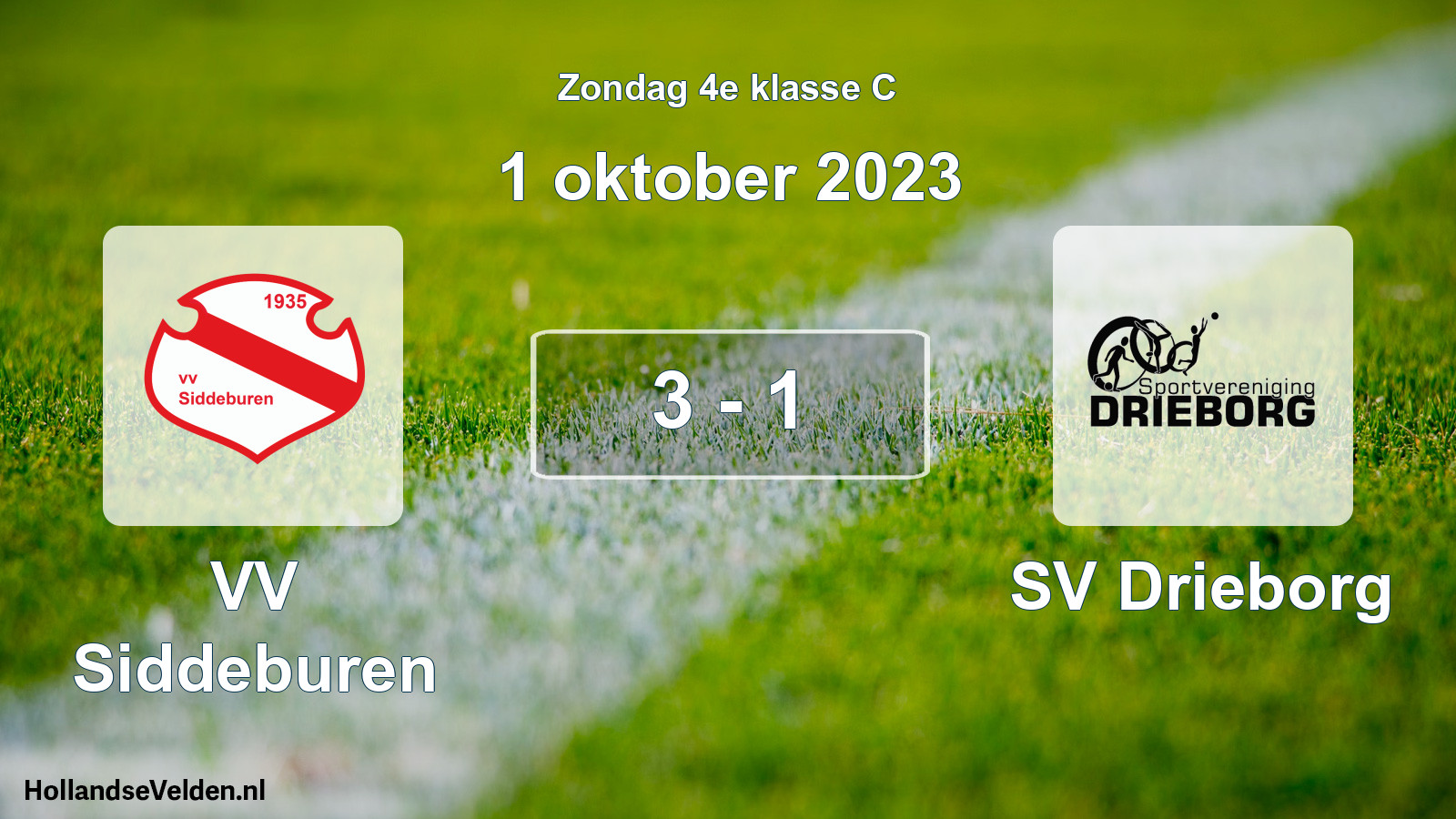 Total number of matches played: VV Siddeburen - SV Drieborg 3 - 1 (1 October 2023)