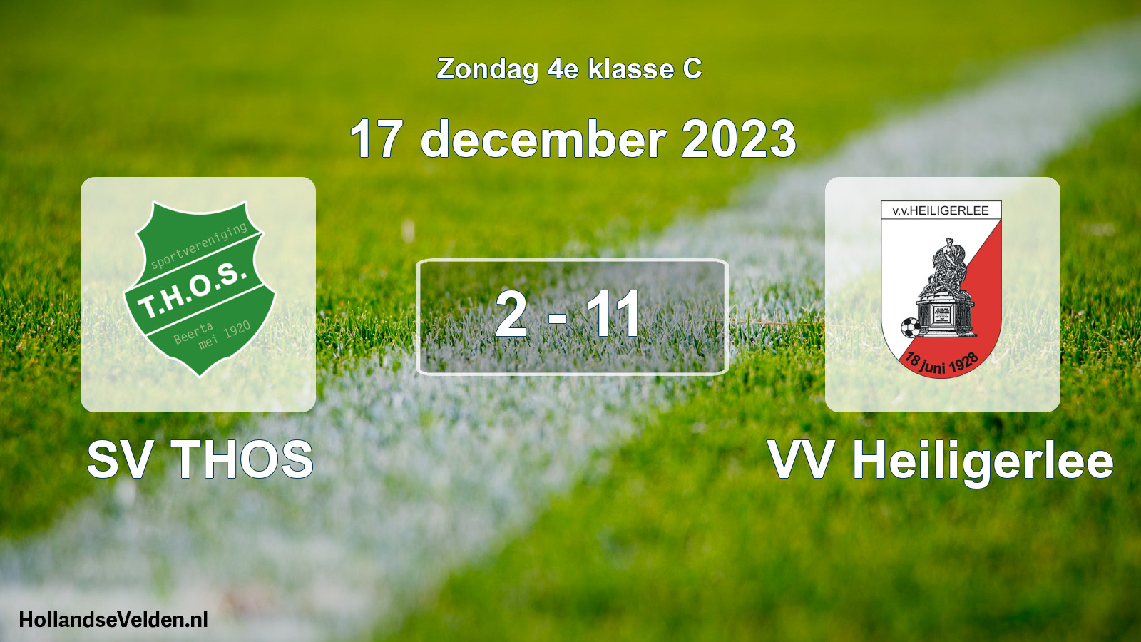 Total number of matches played: SV THOS - VV Heiligerlee 2 - 11 (17 December 2023)