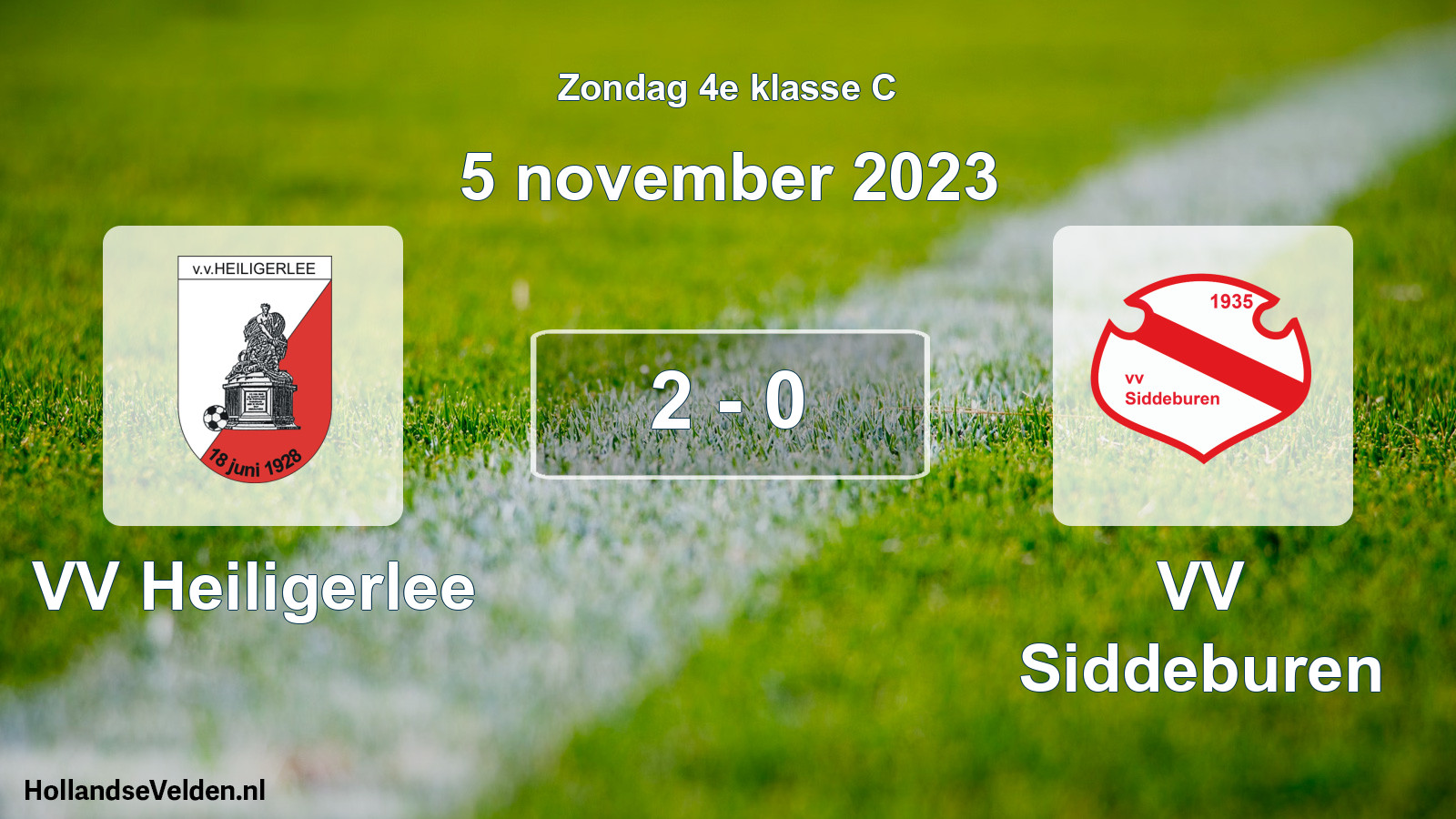 Total number of matches played: VV Heiligerlee - VV Siddeburen 2 - 0 (5 November 2023)