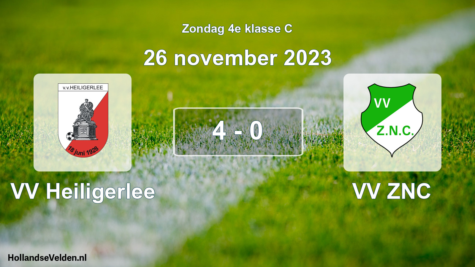 Total number of matches played: VV Heiligerlee - VV ZNC 4 - 0 (26 November 2023)