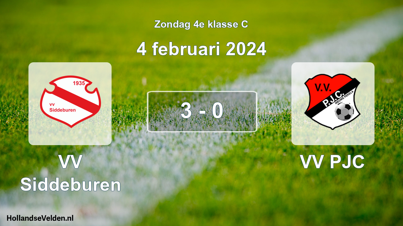 Total number of matches played: VV Siddeburen - VV PJC 3 - 0 (4 February 2024)