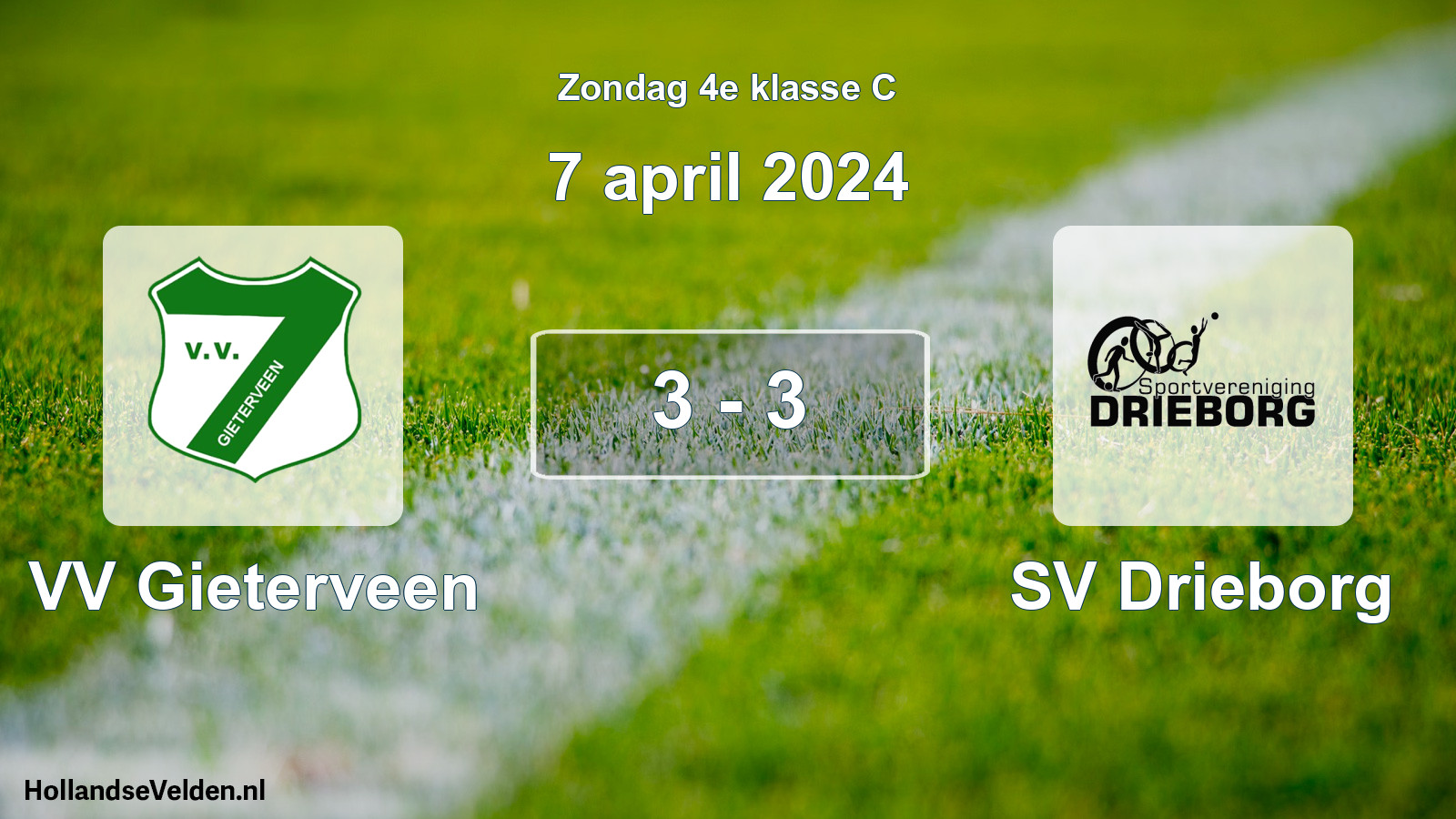 Total number of matches played: VV Gieterveen - SV Drieborg 3 - 3 (7 April 2024)