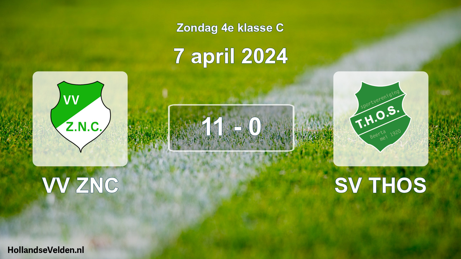 Total number of matches played: VV ZNC - SV THOS 11 - 0 (7 April 2024)