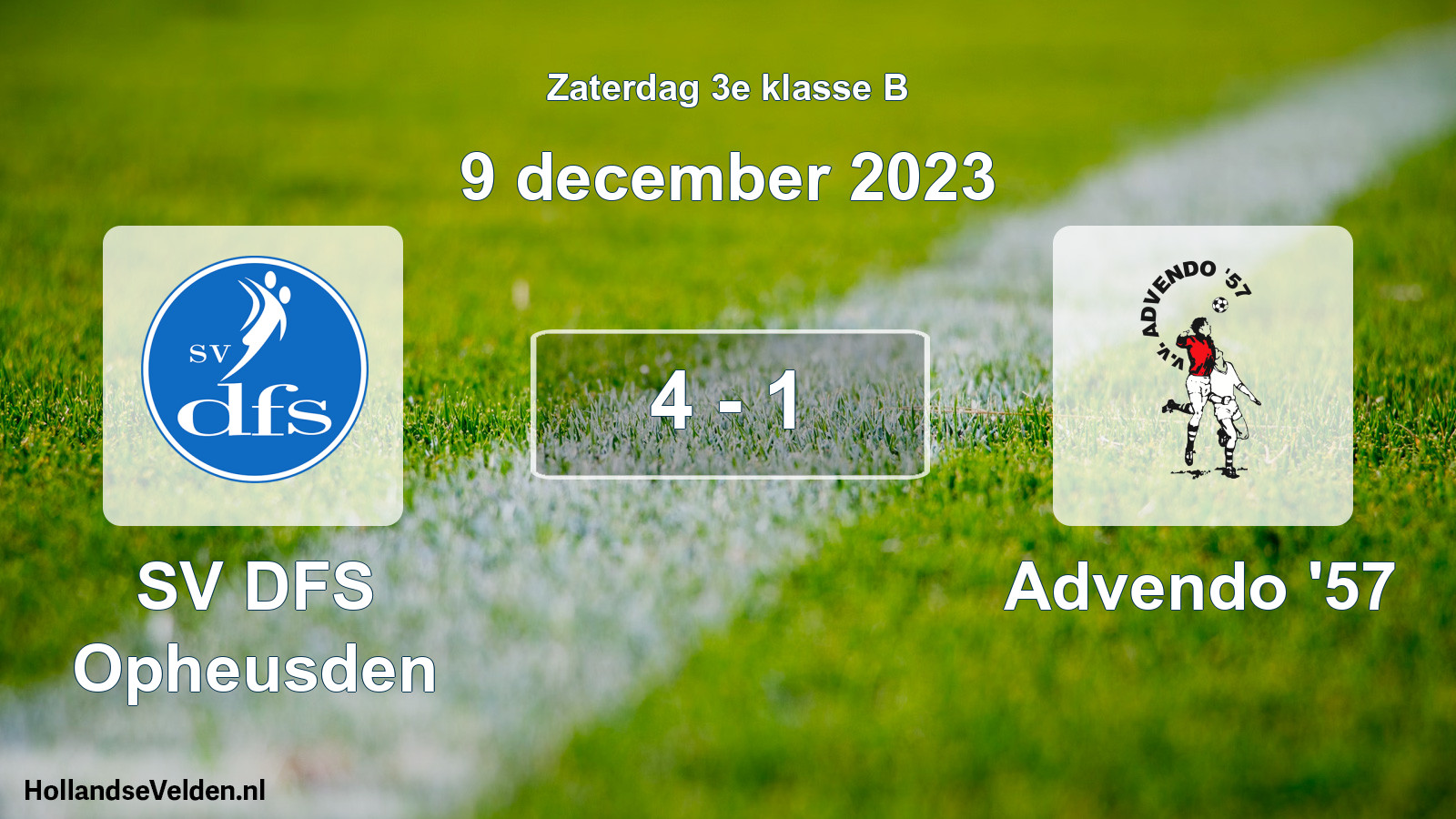 Total number of matches played: SV DFS Opheusden - Advendo '57 4 - 1 (9 December 2023)