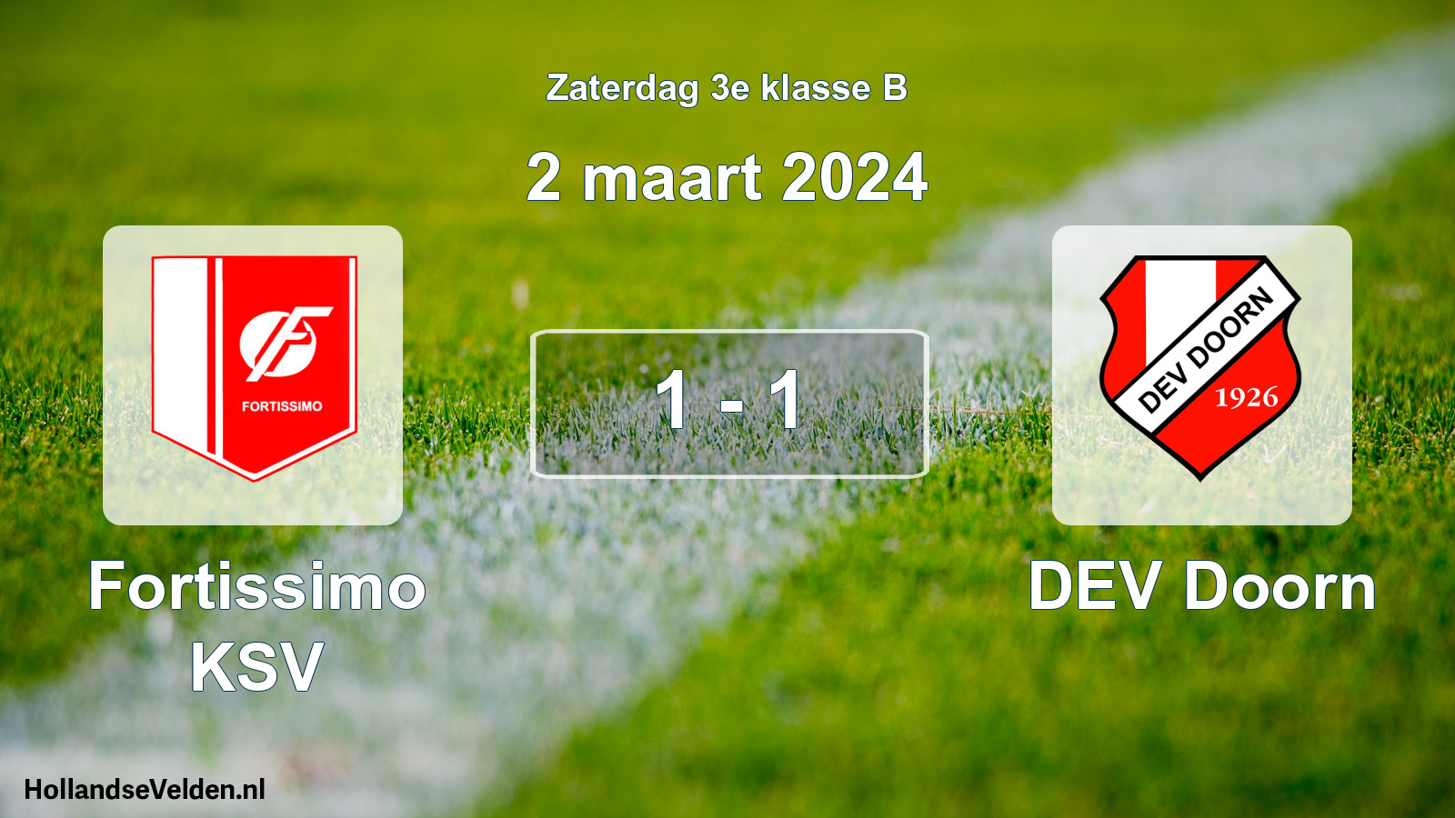 Total number of matches played: Fortissimo KSV - DEV Doorn 1 - 1 (2 March 2024)
