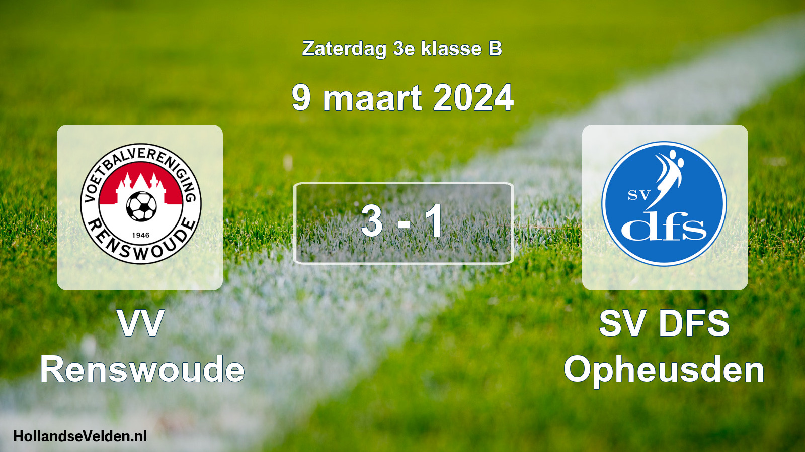 Total number of matches played: VV Renswoude - SV DFS Opheusden 3 - 1 (9 March 2024)
