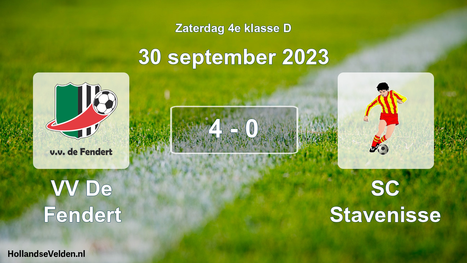 Total number of matches played: VV De Fendert - SC Stavenisse 4 - 0 (30 September 2023)