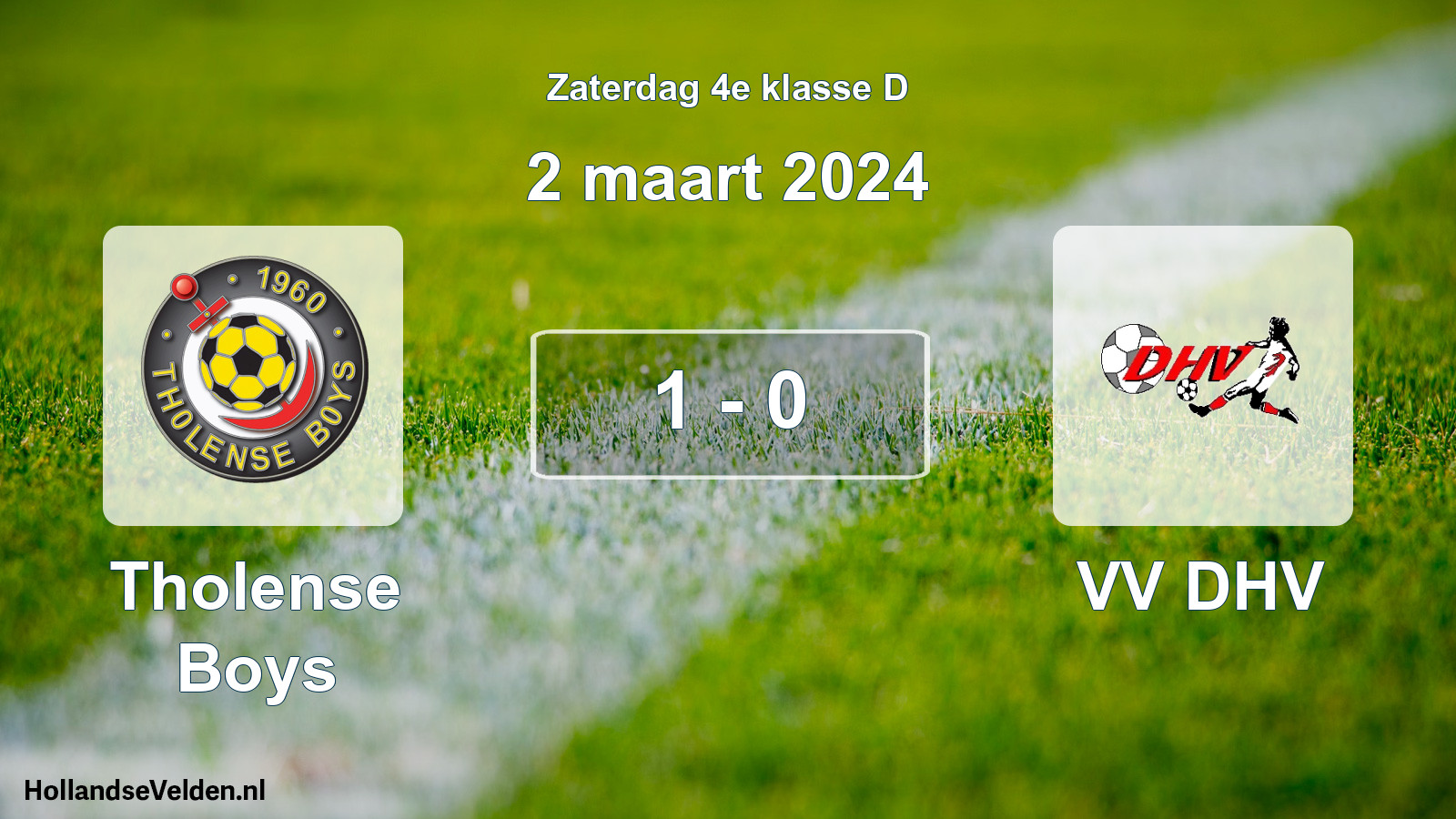 Total number of matches played: Tholense Boys - VV DHV 1 - 0 (2 March 2024)