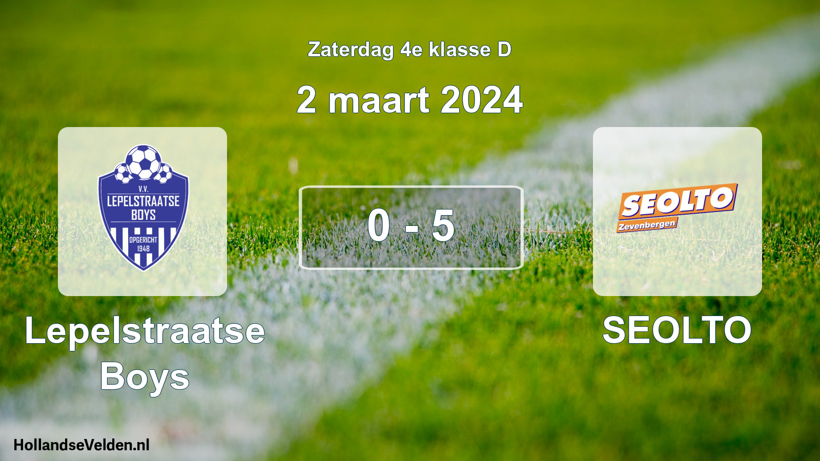 Total number of matches played: Lepelstraatse Boys - SEOLTO 0 - 5 (2 March 2024)