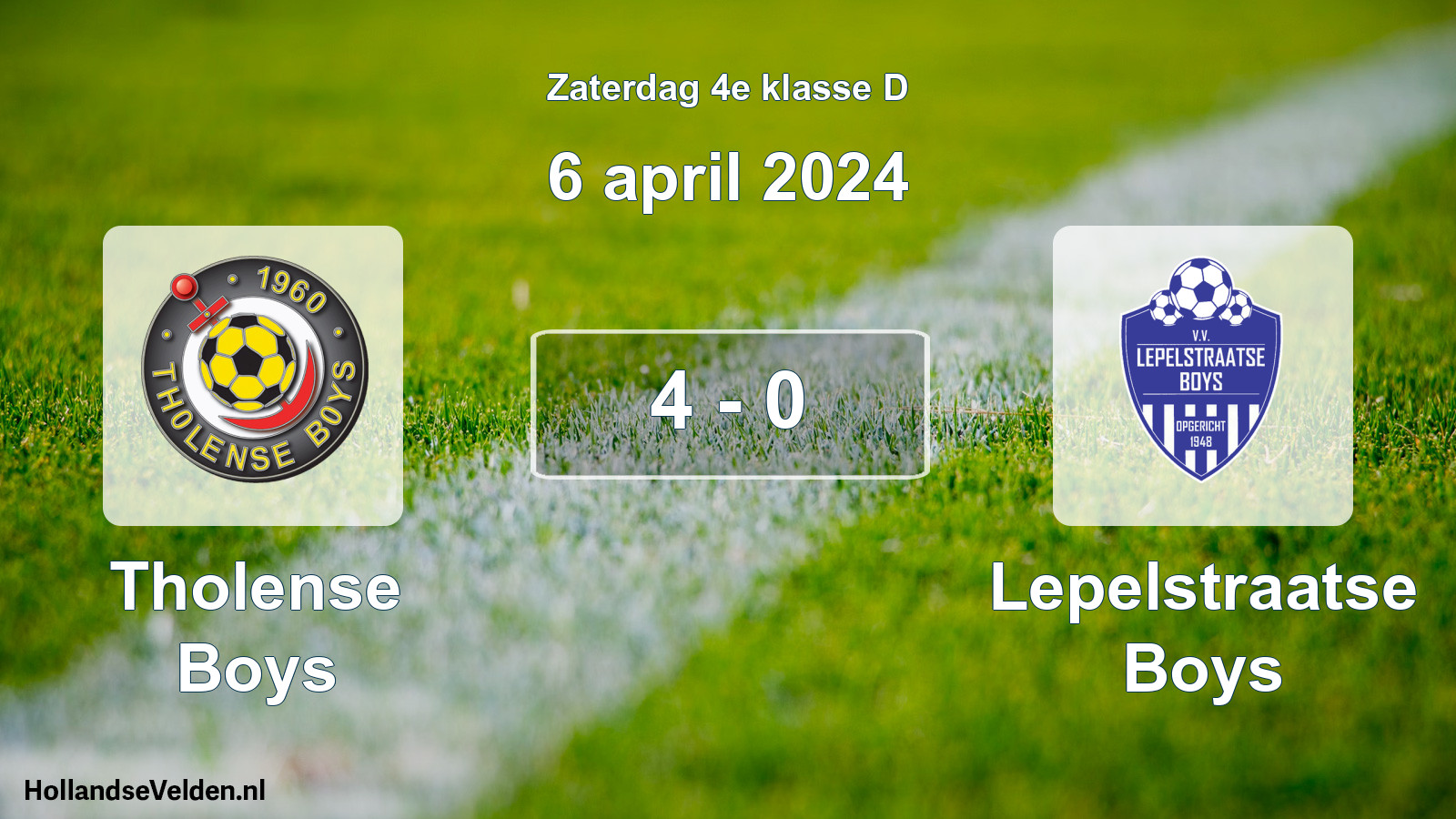 Total number of matches played: Tholense Boys - Lepelstraatse Boys 4 - 0 (6 April 2024)