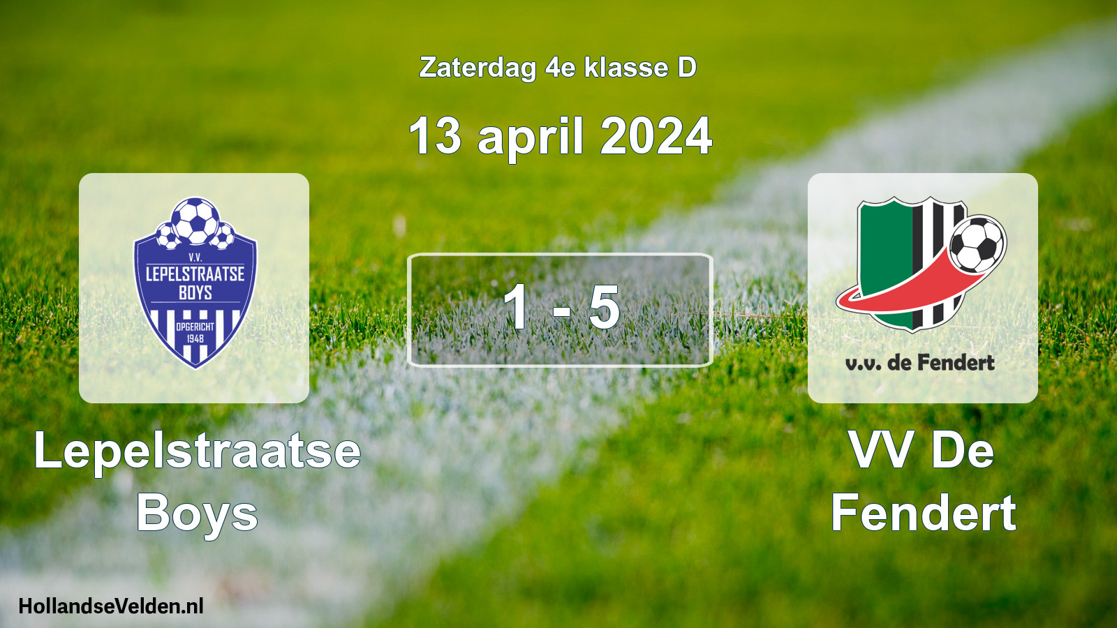 Total number of matches played: Lepelstraatse Boys - VV De Fendert 1 - 5 (13 April 2024)