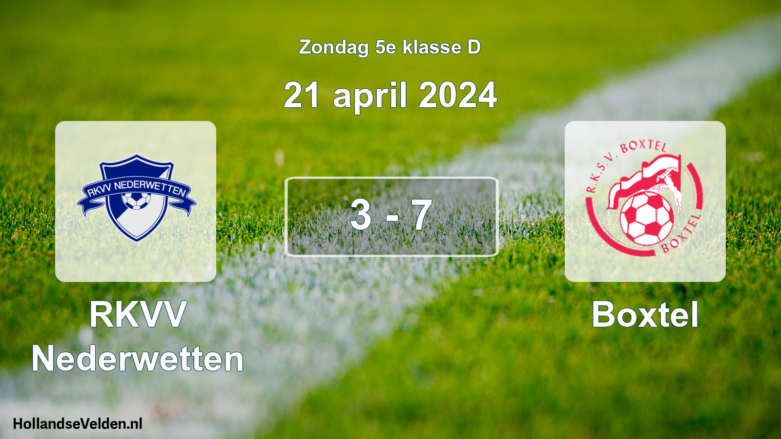 Total number of matches played: RKVV Nederwetten - Boxtel 3 - 7 (21 April 2024)