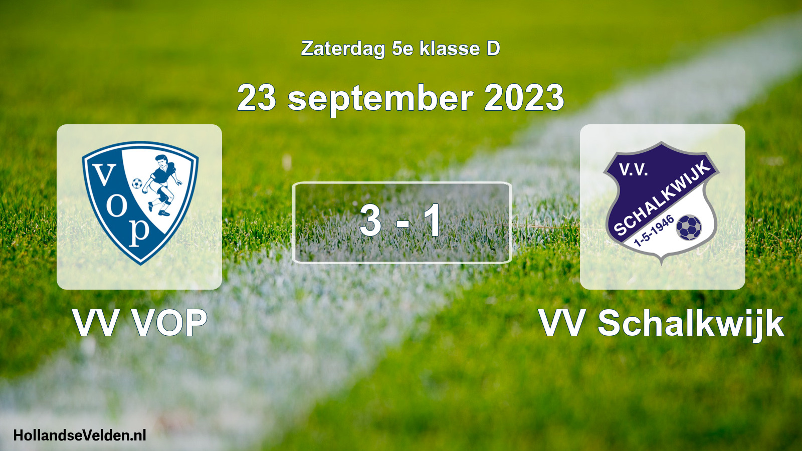 Total number of matches played: VV VOP - VV Schalkwijk 3 - 1 (23 September 2023)