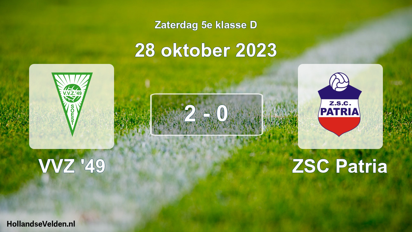 Total number of matches played: VVZ '49 - ZSC Patria 2 - 0 (28 October 2023)