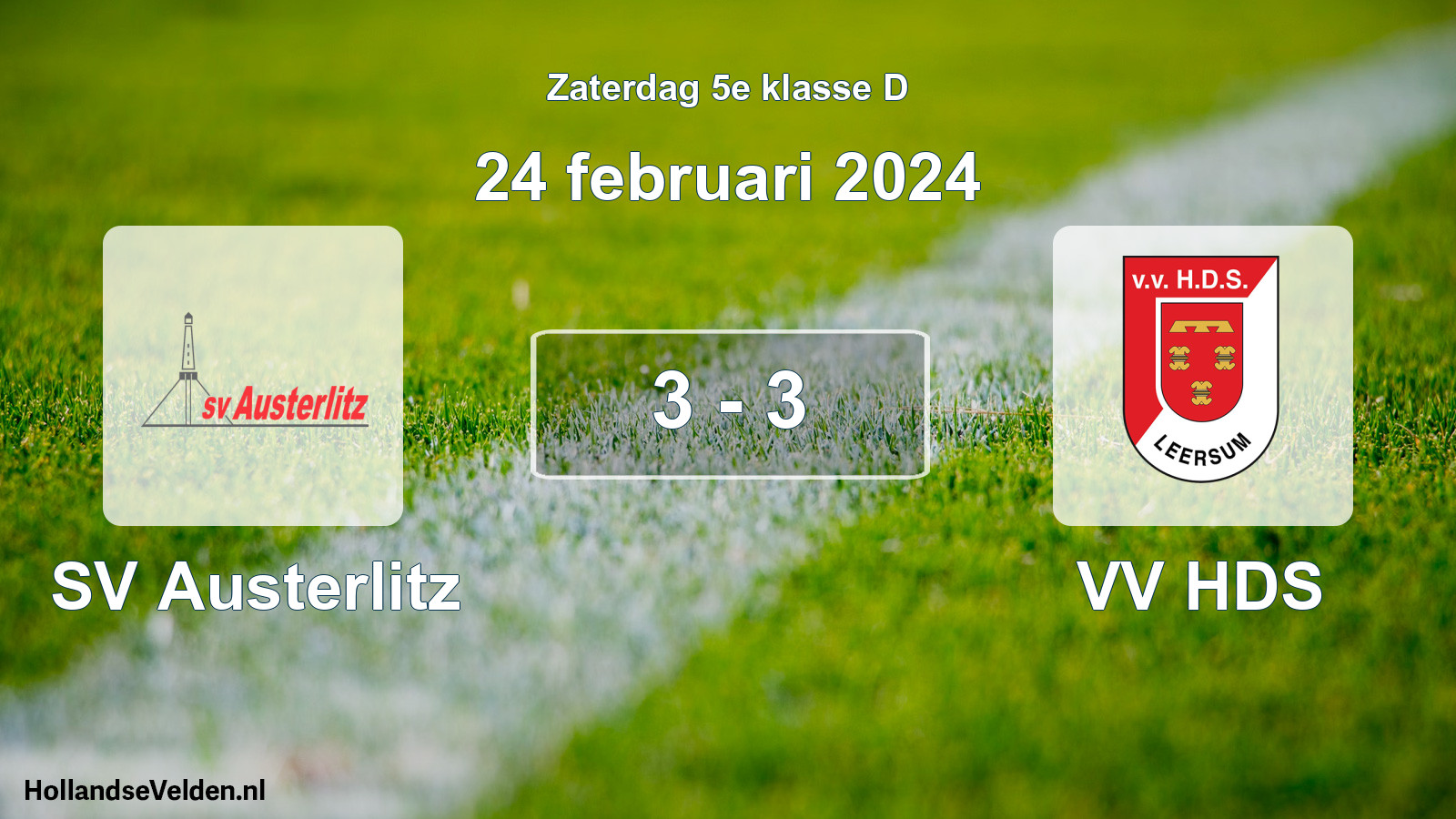 Total number of matches played: SV Austerlitz - VV HDS 3 - 3 (24 February 2024)