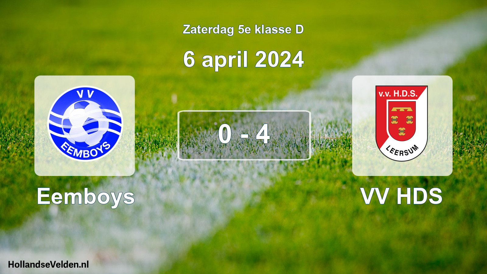 Total number of matches played: Eemboys - VV HDS 0 - 4 (6 April 2024)