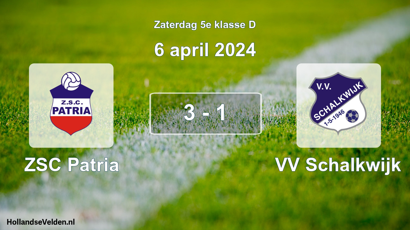 Total number of matches played: ZSC Patria - VV Schalkwijk 3 - 1 (6 April 2024)