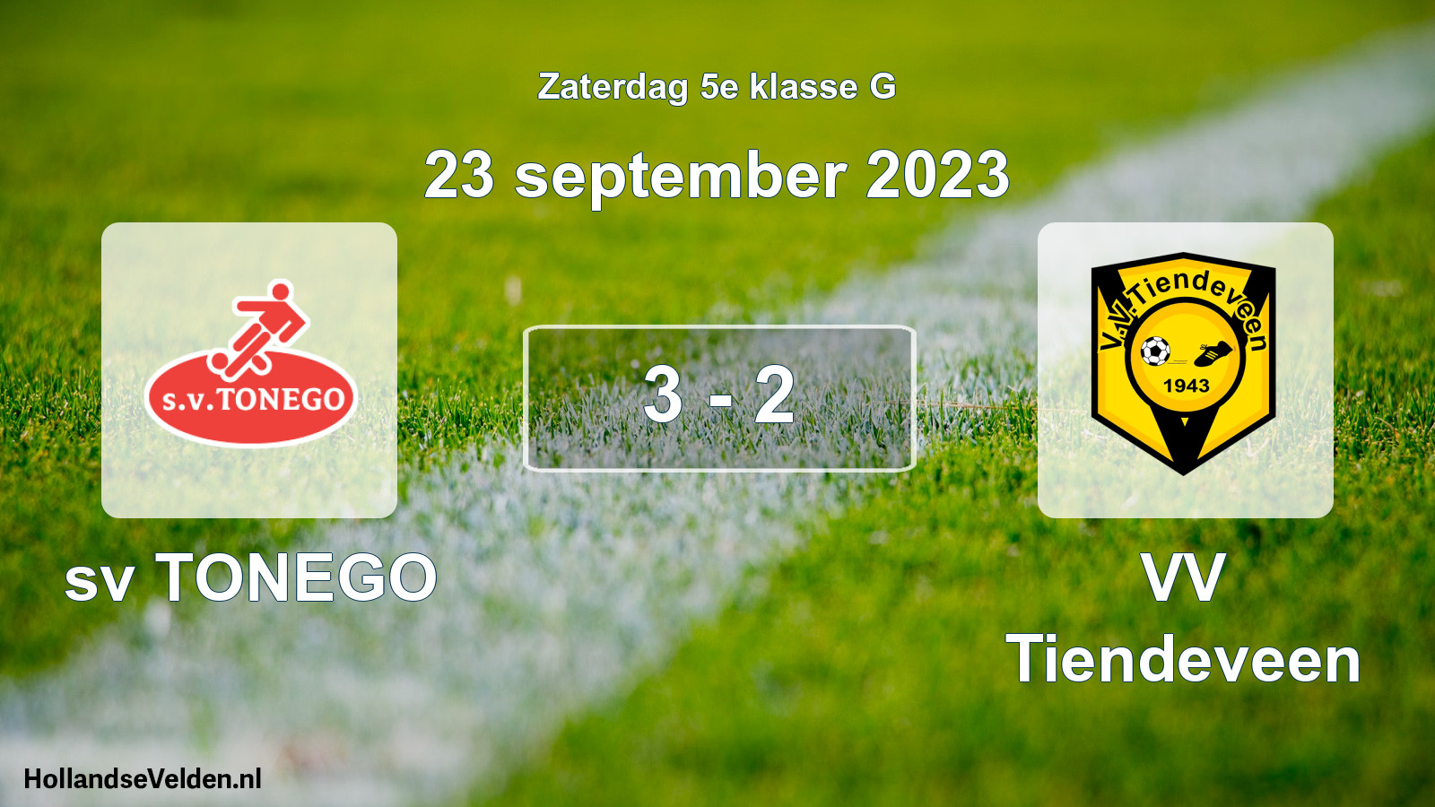 Total number of matches played: sv TONEGO - VV Tiendeveen 3 - 2 (23 September 2023)