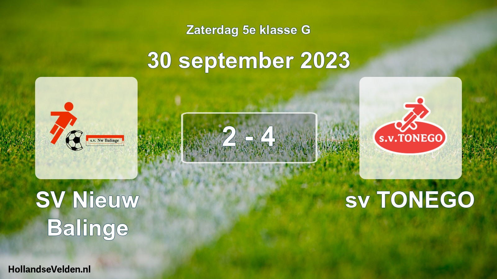 Total number of matches played: SV Nieuw Balinge - sv TONEGO 2 - 4 (30 September 2023)