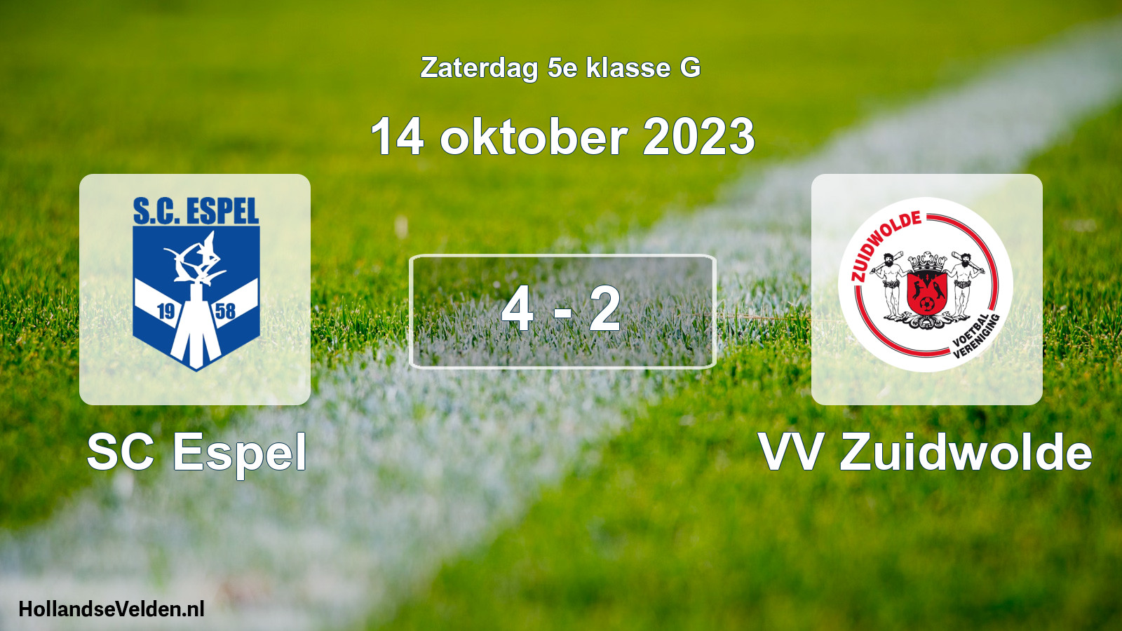 Total number of matches played: SC Espel - VV Zuidwolde 4 - 2 (14 October 2023)