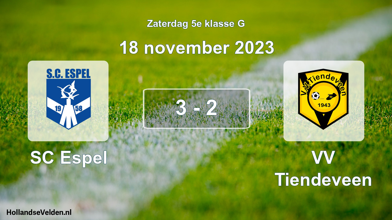Total number of matches played: SC Espel - VV Tiendeveen 3 - 2 (18 November 2023)