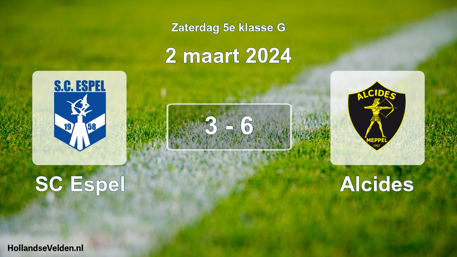 Total number of matches played: SC Espel - Alcides 3 - 6 (2 March 2024)