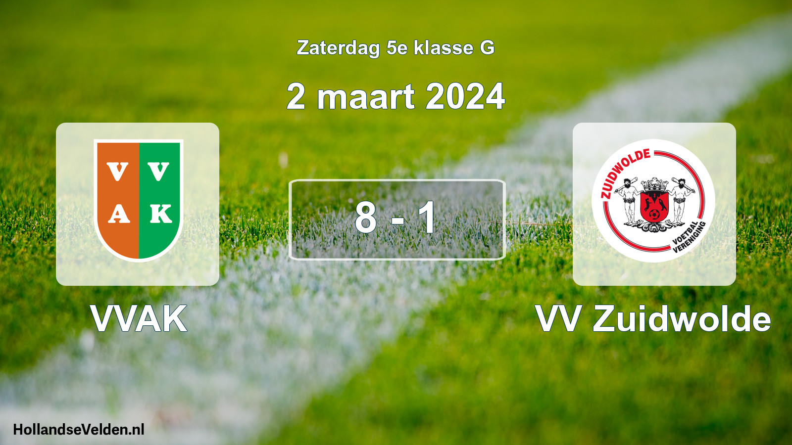 Total number of matches played: VVAK - VV Zuidwolde 8 - 1 (2 March 2024)