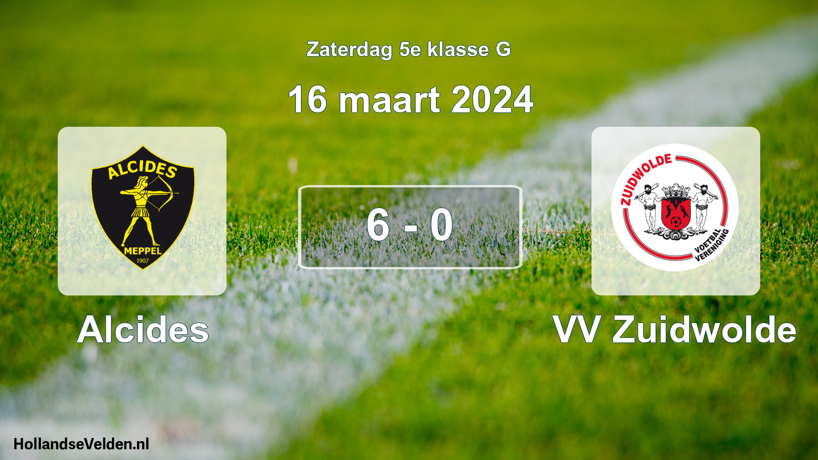 Total number of matches played: Alcides - VV Zuidwolde 6 - 0 (16 March 2024)