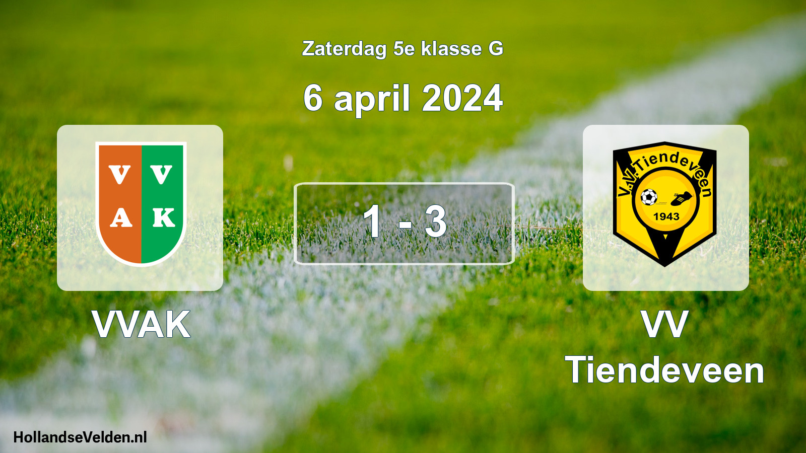 Total number of matches played: VVAK - VV Tiendeveen 1 - 3 (6 April 2024)