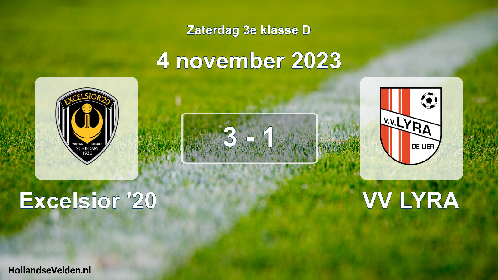 Total number of matches played: Excelsior '20 - VV LYRA 3 - 1 (4 November 2023)