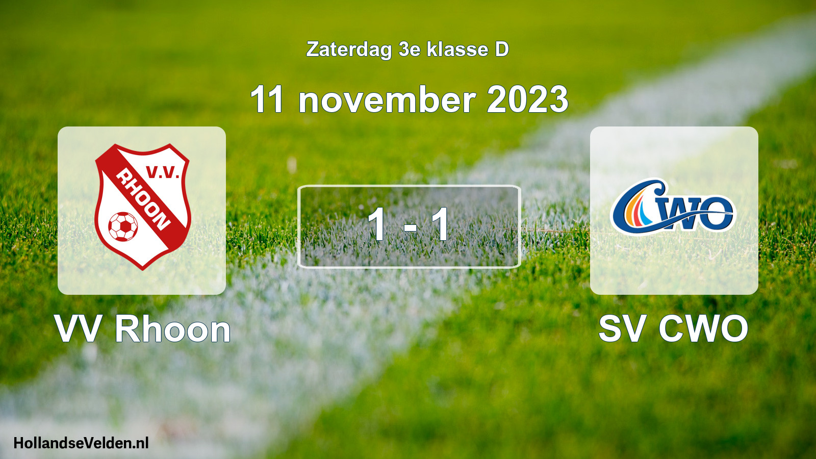 Total number of matches played: VV Rhoon - SV CWO 1 - 1 (11 November 2023)