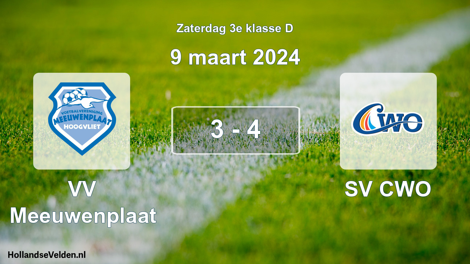 Gespeelde wedstrijd: VV Meeuwenplaat - SV CWO 3 - 4 (9 maart 2024)